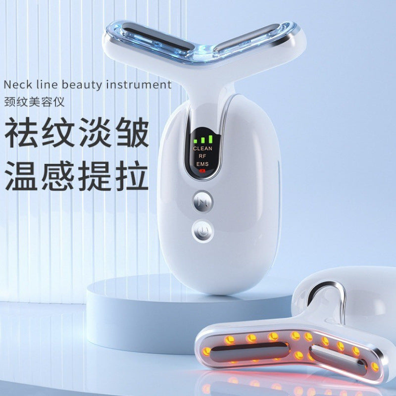 RF EMS Microcurrent Neck and Face Massager for Wrinkle Reduction and Skin Tightening