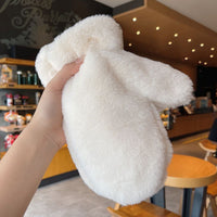 Cartoon Bear Plush Full Finger Gloves with Lanyard for Winter