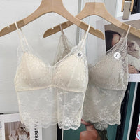 Women's Thin Strap Lace Bralette with Built-in Padded Back
