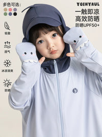 Kids' UPF 50+ Sun Protection Hoodie Jacket with Gloves for Summer