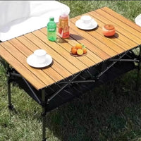 Portable Height-Adjustable Folding Camping Table with Storage Net for Outdoor & Market Stalls