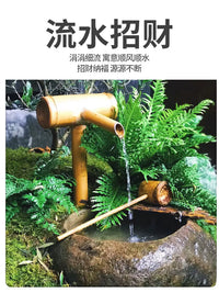Japanese Garden Stone Basin Bamboo Water Feature Landscape Decor