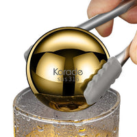 Gold 316 Stainless Steel Whiskey Ice Ball Mold with Tongs and Storage Box