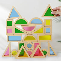 Montessori Acrylic Rainbow Stacking Blocks for Sensory Balance Training and Creative Play