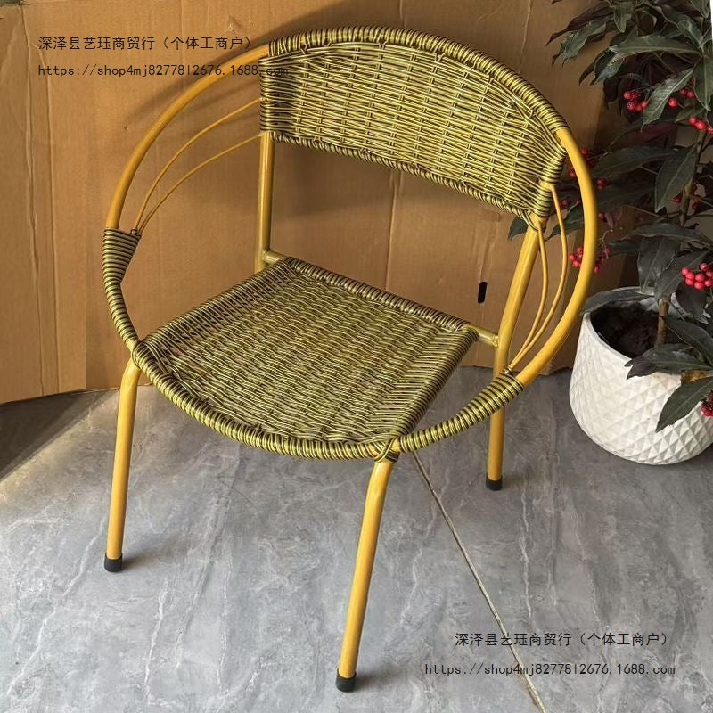 Rattan Woven Small Apartment Camping Balcony Leisure Table and Chair Outdoor Courtyard Modern Open-Air Chair