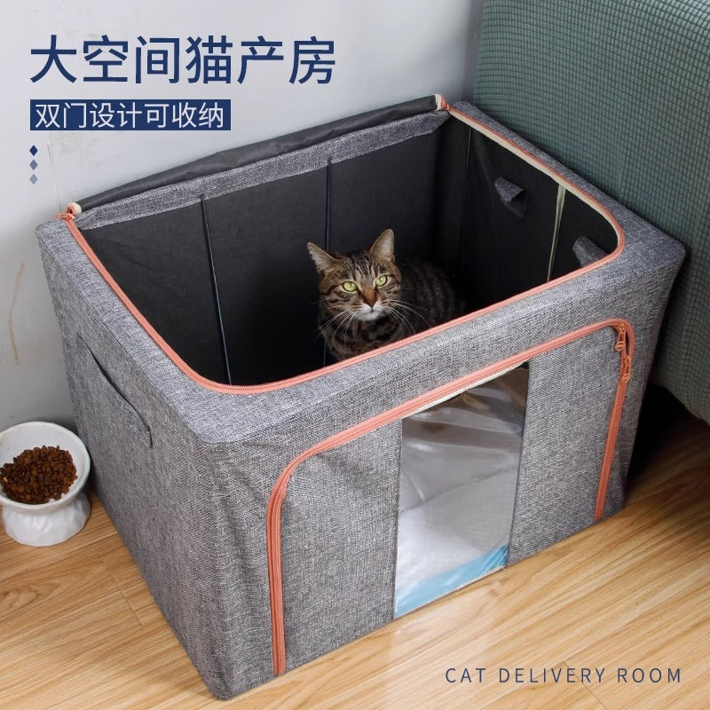 Foldable Pet Birthing Tent for Cats, Enclosed Whelping Box for Pregnant Queens
