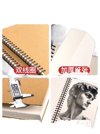Thick Hardcover Spiral Sketchbook for Artists and Students, A4/A3/16K/32K Drawing Pad