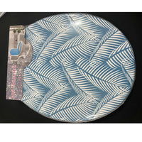 PVC Toilet Seat Cover, Soft Elongated Striped Toilet Lid with Printed Pattern