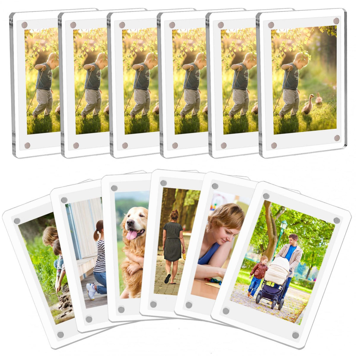 Acrylic Magnetic Photo Frame for Refrigerator, Double-Sided Mini Picture Holder
