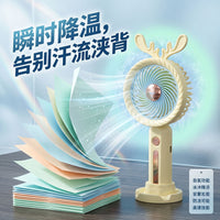 Cute Antler Handheld Mini Portable USB Rechargeable Fan for Outdoor Travel and Gifts