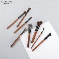 8-Piece Horse Hair Eyeshadow Brush Set with Blush and Eyeliner Brushes, Soft and Portable