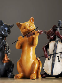 Creative Cute Cat Figurine Resin American Country Style Home Decor Luxury Band Crafts Ornaments