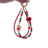 Autumn New Love Heart Crystal Beaded Phone Chain Fashion Keyring Bag Charm