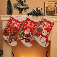 Christmas Stocking Gift Bag for Kids, Candy, and Decorations - Digital Print Santa, Snowman, Reindeer