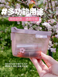 Mesh Zipper Pouch for Data Cables, Earphones, Lipstick, Coins, and Travel Essentials
