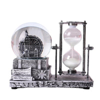 Retro Ferris Wheel Music Box Hourglass with LED Light, Resin Desktop Ornament Gift