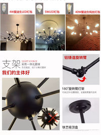 Nordic Industrial Style Spider Chandelier for Living Room, Loft, and Commercial Spaces