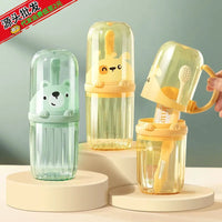 Portable Travel Toothbrush and Mouthwash Cup Set - 3-in-1 Food Grade Couple Wash Cup