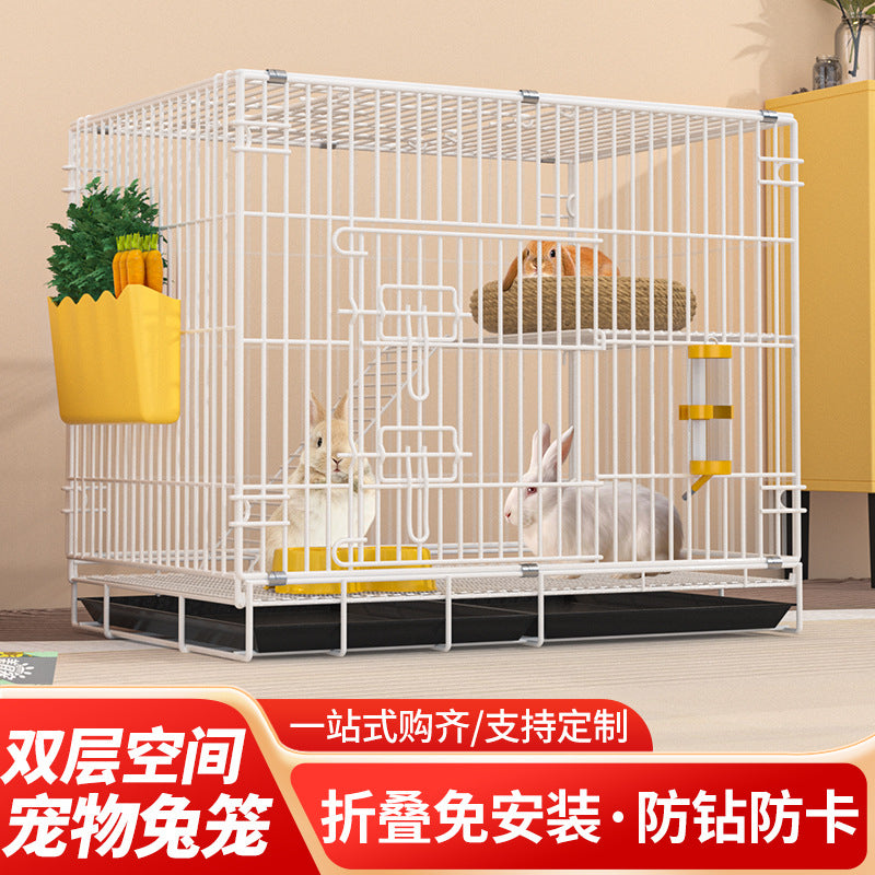 Foldable Indoor/Outdoor Rabbit Cage with Easy Cleaning Tray for Dwarf Rabbits and Cats