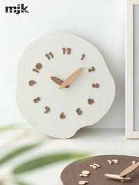 MJK Nordic Solid Wood Creative Wall Clock for Living Room, Silent Home Decor Timepiece