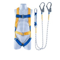 Full Body Safety Harness with Lanyard for Fall Protection, High-Altitude Work, Polyester Material