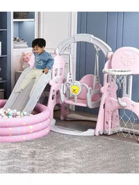Kids' Indoor/Outdoor Castle Slide and Swing Set with Ball Pit