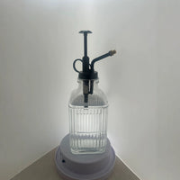 Striped Glass Spray Bottle with Hand Press Pump for Watering Plants or Liquid Soap