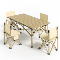 Outdoor Portable Folding Camping Table and Chairs Set, Picnic Stall Round Tube Egg Roll Table