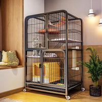 Large Indoor Cat Cage with Litter Box Space, Multi-Tier Cat Condo Villa