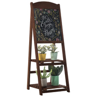 Foldable Wooden Plant Stand with Chalkboard for Indoor/Outdoor Use