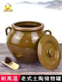 Ceramic Storage Jar with Lid for Kitchen Dry Goods, Chili Oil, Lard - Heat-Resistant, Thickened, Chinese Retro Style