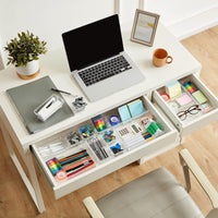 Striped Desktop Drawer Organizer with Dividers for Stationery and Cosmetics