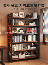 Industrial Style Steel and Wood Bookshelf with Storage Shelves