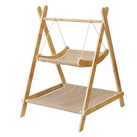 Cat Hammock Rocking Bed Wooden Pet Swing Lounger for Cats