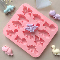 DIY 12-Cavity Dinosaur Silicone Mold for Candy Chocolate Jelly Ice Mousse Cake Baking