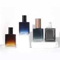 15ml Portable Square Glass Perfume Atomizer with Wooden Cap, Refillable Travel Spray Bottle