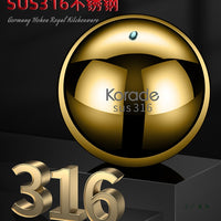 Gold 316 Stainless Steel Whiskey Ice Ball Mold with Tongs and Storage Box