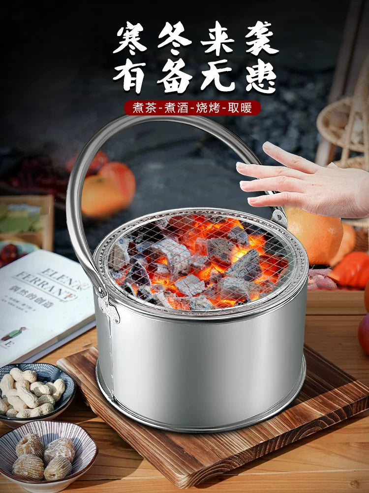 Portable Charcoal Grill and Fire Pit for Outdoor Camping and Home Use