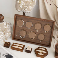 Vintage Walnut Wood Jewelry Display Stand for Bracelets, Necklaces, Rings, and Collectibles