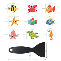 Ocean Animal Cartoon Non-Slip Bathtub Stickers for Kids, PEVA Anti-Slip Decals for Bathroom Floors
