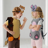 Kids' Forest Animal Costume Set with Headband for Halloween & Parties - Tiger, Lion, Leopard, Monkey