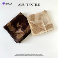 90cm Large Paisley Jacquard Silk Scarf for Women, Vintage Style Shawl, Summer Sun Protection Scarf