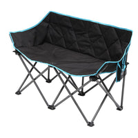 Outdoor Portable Folding Double Beach Chair with Armrests, Aluminum Alloy Frame for Camping & Travel