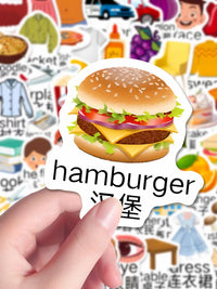 130-260 Pcs English Vocabulary Stickers for Kids' Notebooks & Handbooks, Early Learning