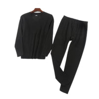Men's Thermal V-Neck Underwear Set with Fleece Lining