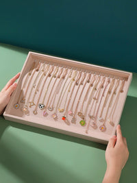 Velvet Necklace Display Tray with Dust Cover for Jewelry Storage and Exhibition
