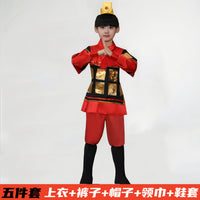 Kids Yue Fei General Costume with Cape for Stage Performance