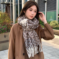 2025 Autumn/Winter Plaid Cashmere Blend Scarf Shawl for Women