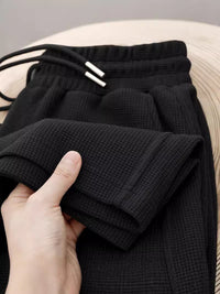 Men's Waffle Knit Loose Straight Leg Casual Pants