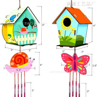 DIY Wooden Birdhouse Wind Chime Kit for Kids, Craft Assembly and Painting Decor